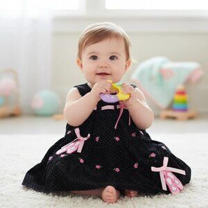 Rare Editions Corduroy Floral Polka Dot Ballet Jumper Dress 6 Months